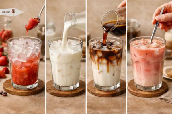 طرزتهیه آیس لته توت فرنگی